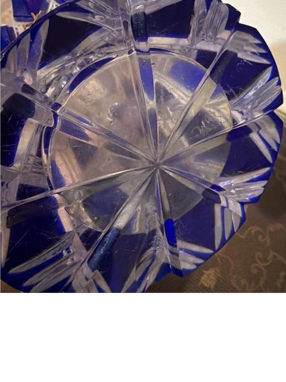 Bohemia Czech BOHEMIAE CAESAR CRYSTAL rare Blue Cut Glass Prague Collector Vase